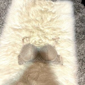 Beige lace glitter bra dream angels lined Demi